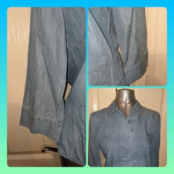 5/$25 colored denim top button-up soft and comfortable unworn size 8 - Picture 3 of 7